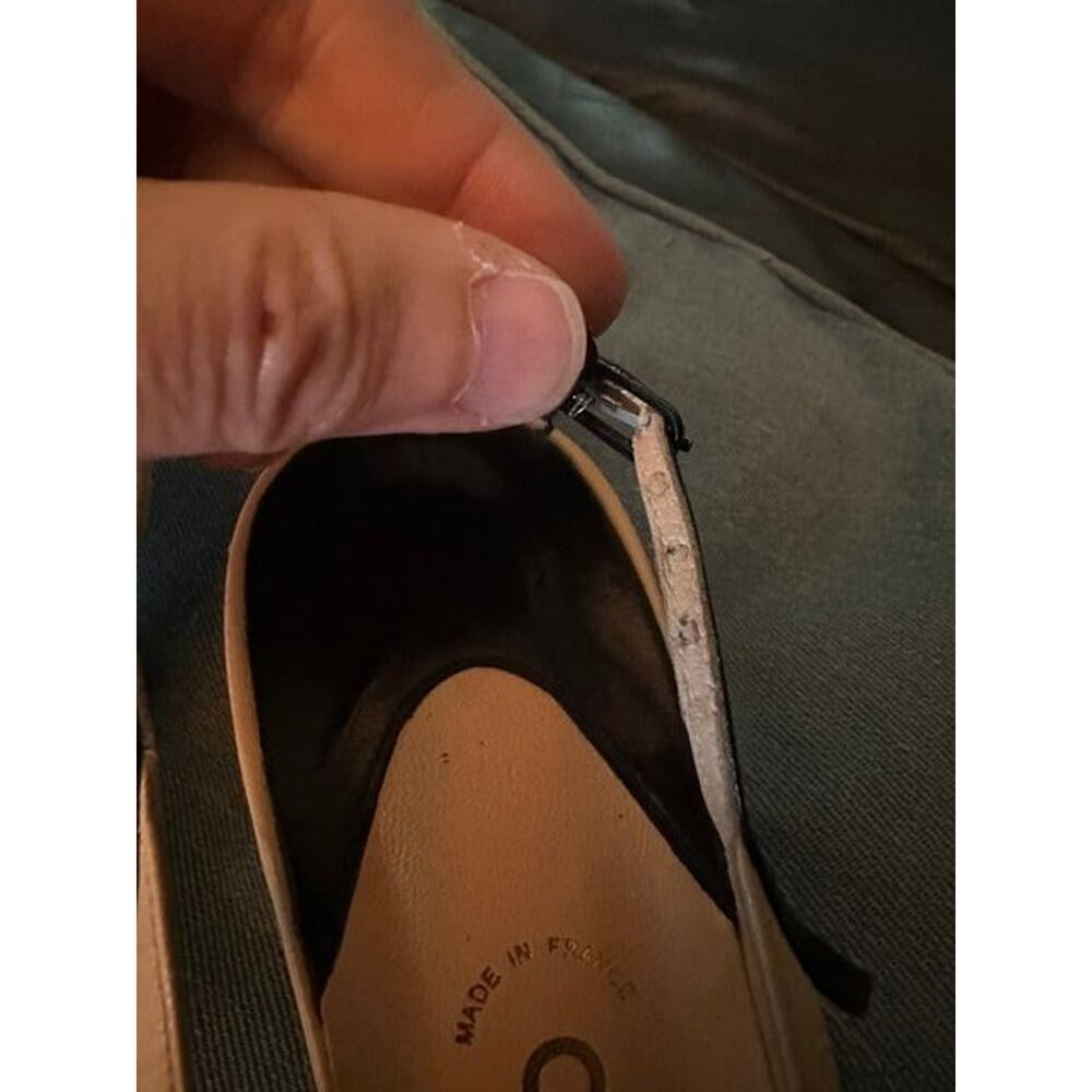 Chanel Vintage Slingback Lambskin Kitten Heels Black Beige CC Logo VGUC 39.5 9.5 - Picture 4 of 5